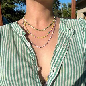 Lavender & Sunshine Seed Bead Necklace Stack (3 necklaces)